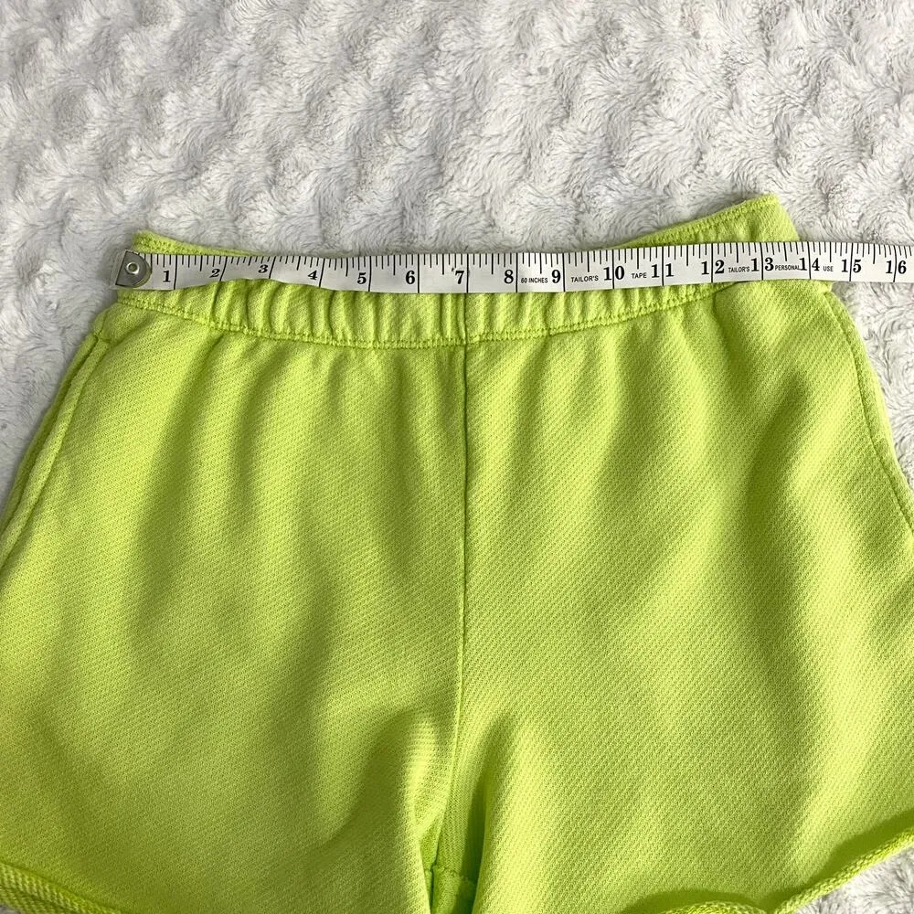 Aerie Neon Green Jersey Knit Comfy High Waisted Beach Party Sweat Shorts S - Image 5