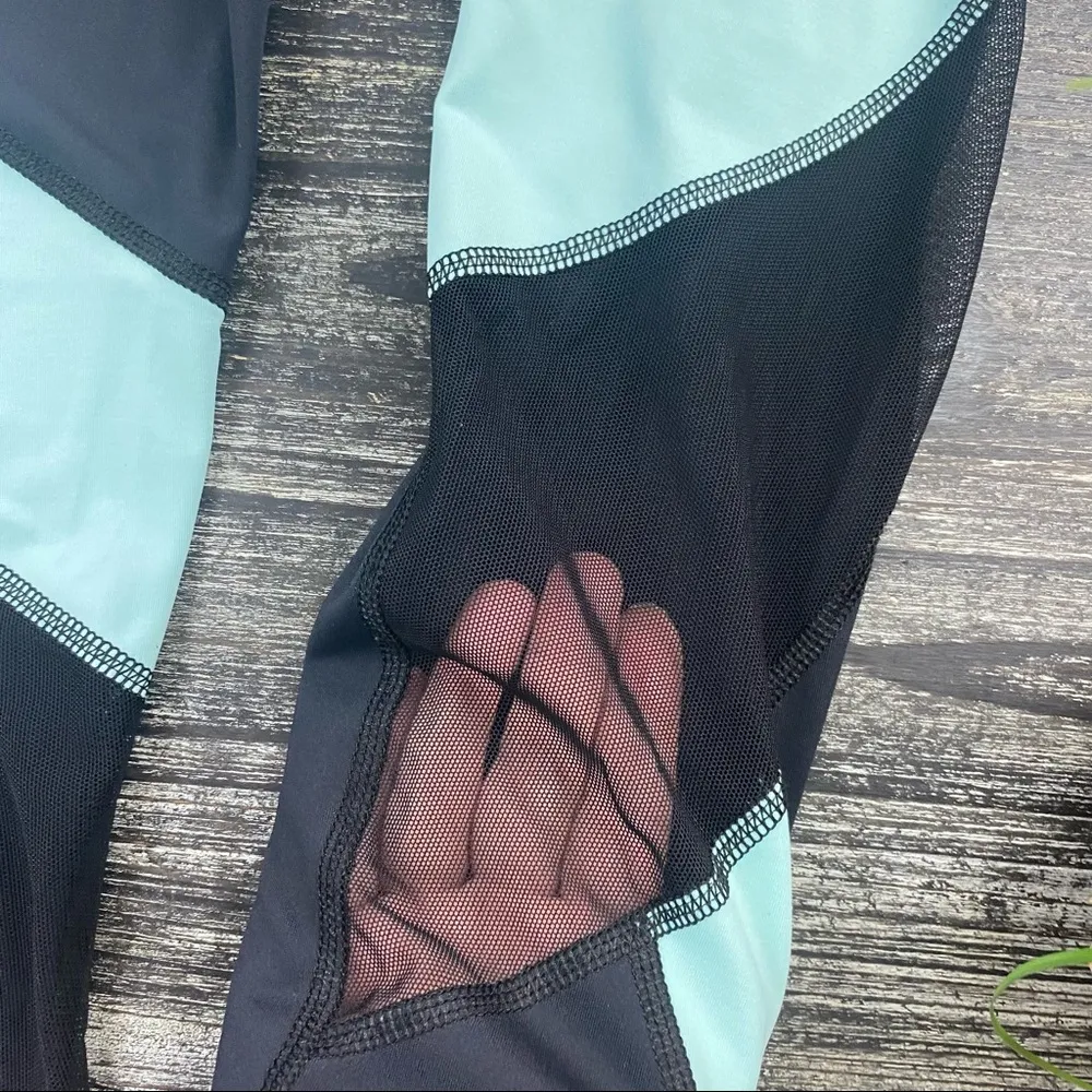 Alala Black & Blue Color Block Full Length Athletic Sport Tights Pants XS - Image 4