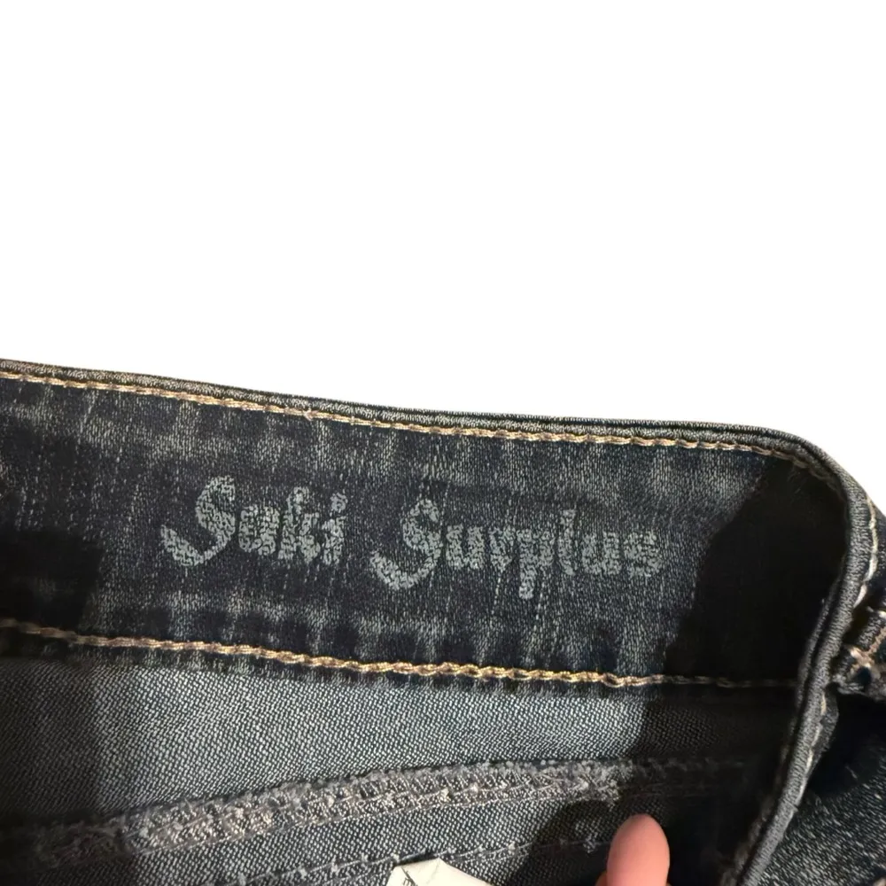 Y2K Silver Size 28x31 Suki Surplus Bootcut Jeans Distressed Flap Pockets Western - Image 8