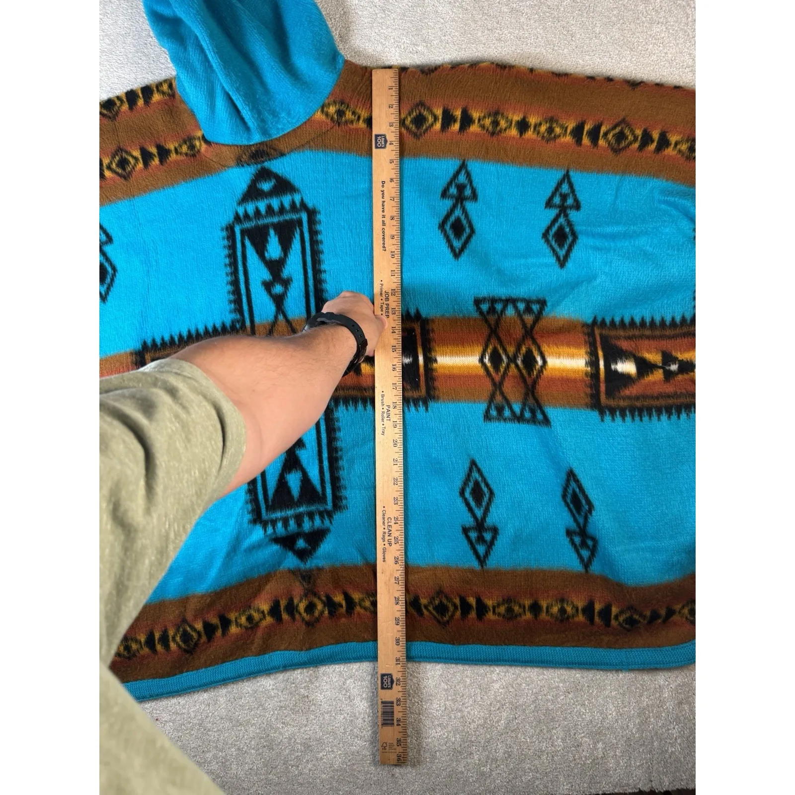 Sisandina Handcrafted Hooded Poncho wrap Shawl Thick Aztec Print 100% wool EUC Size undefined - Image 8