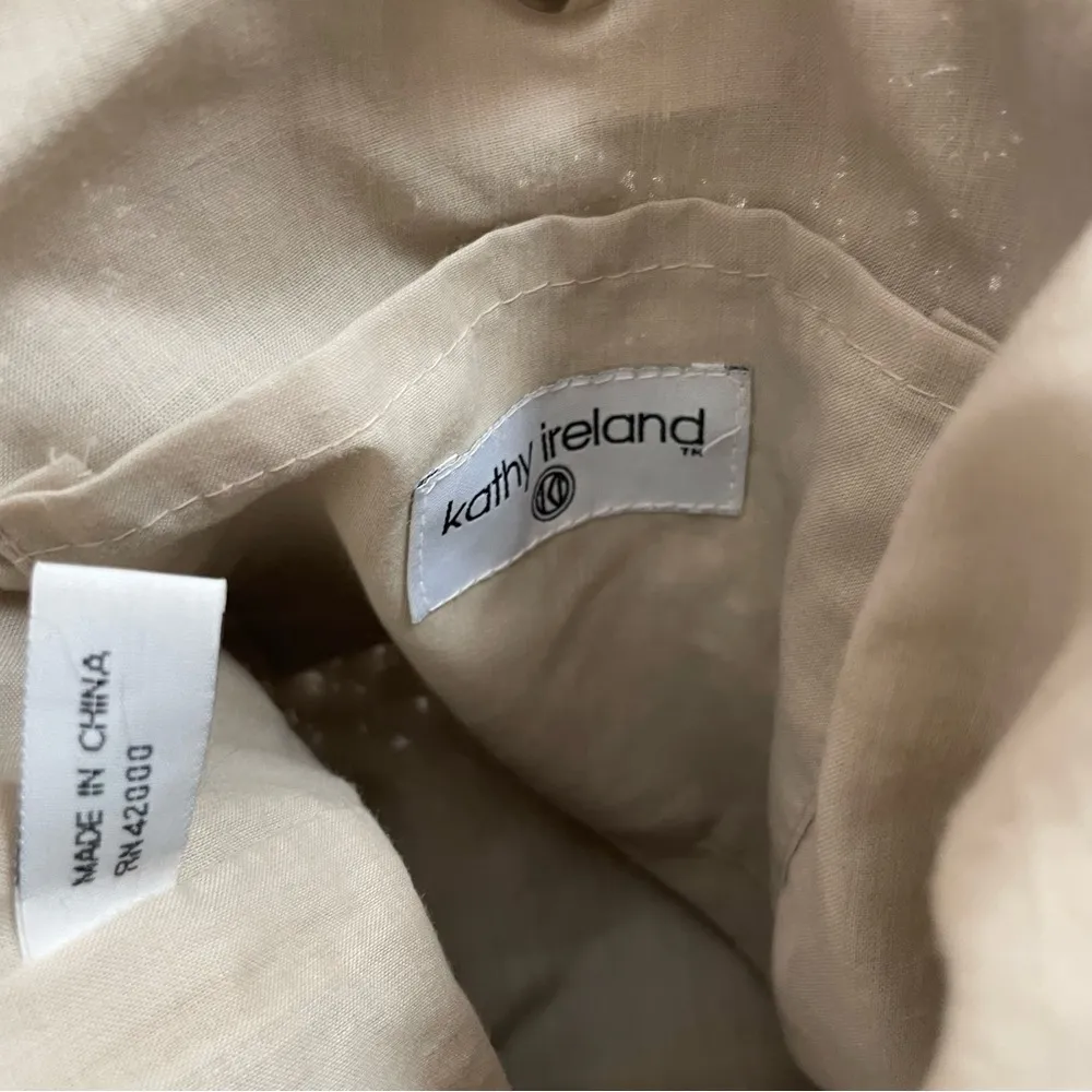 Vintage Kathy Ireland Purse Crocheted Sack Bag Tote Boho Neutral Taupe Y2K - Image 4