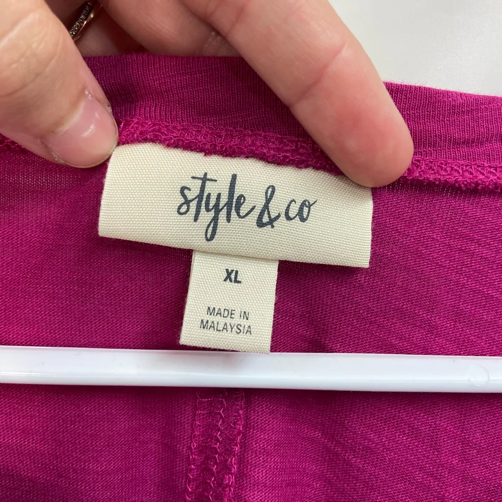 NWOT Style & Co women’s dark pink scoop neck‎ long sleeve casual tshirt top XL - Image 3