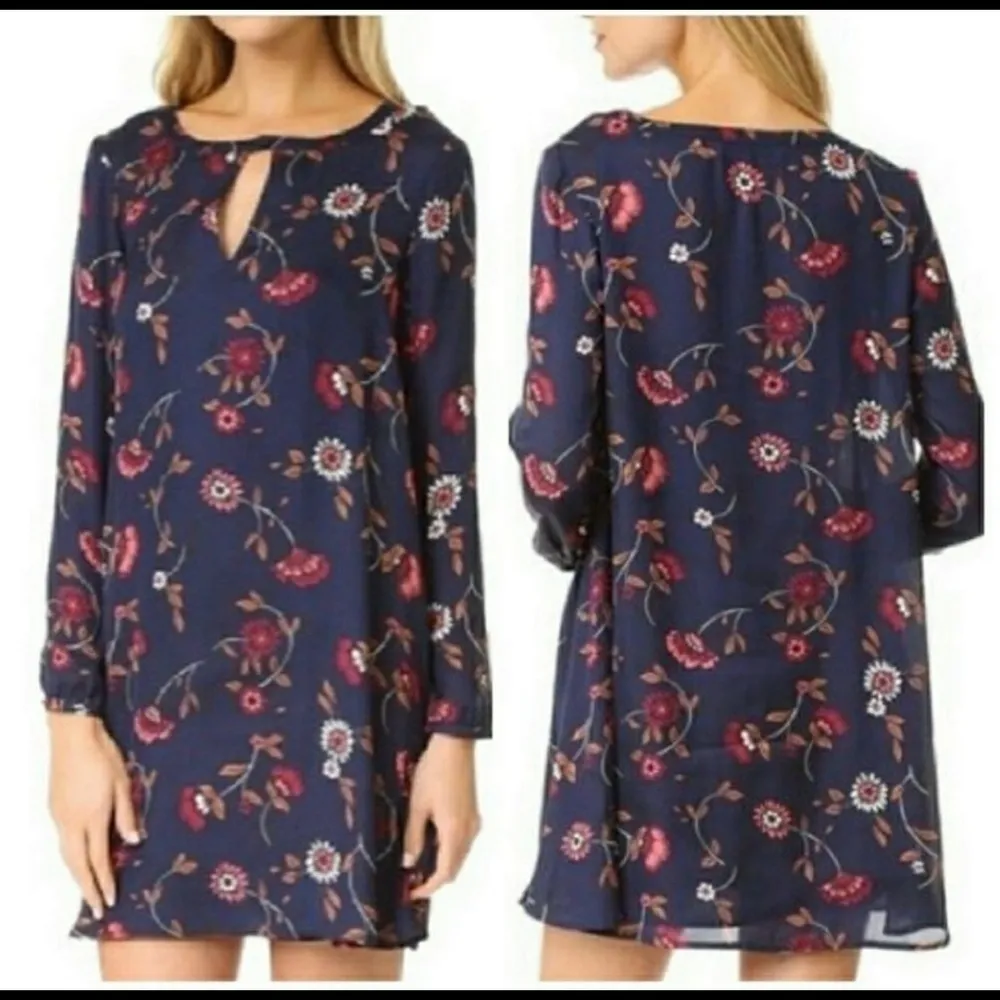 Cupcakes & Cashmere Long Sleeve Floral Boho Keyhole Dress Size XS - Image 2