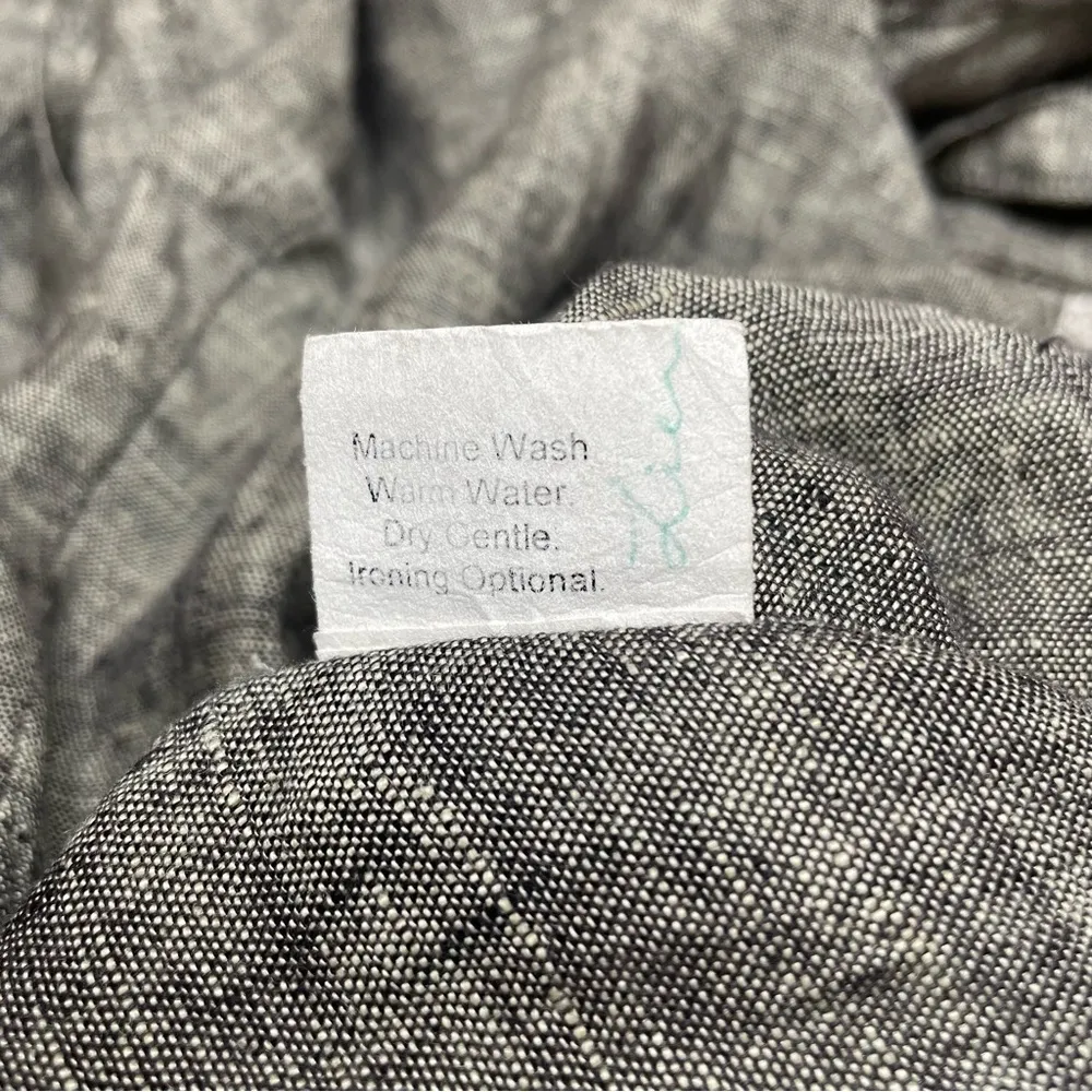 Grey 100% Linen Collared Button Up Shirt Top Blouse Small - Image 7