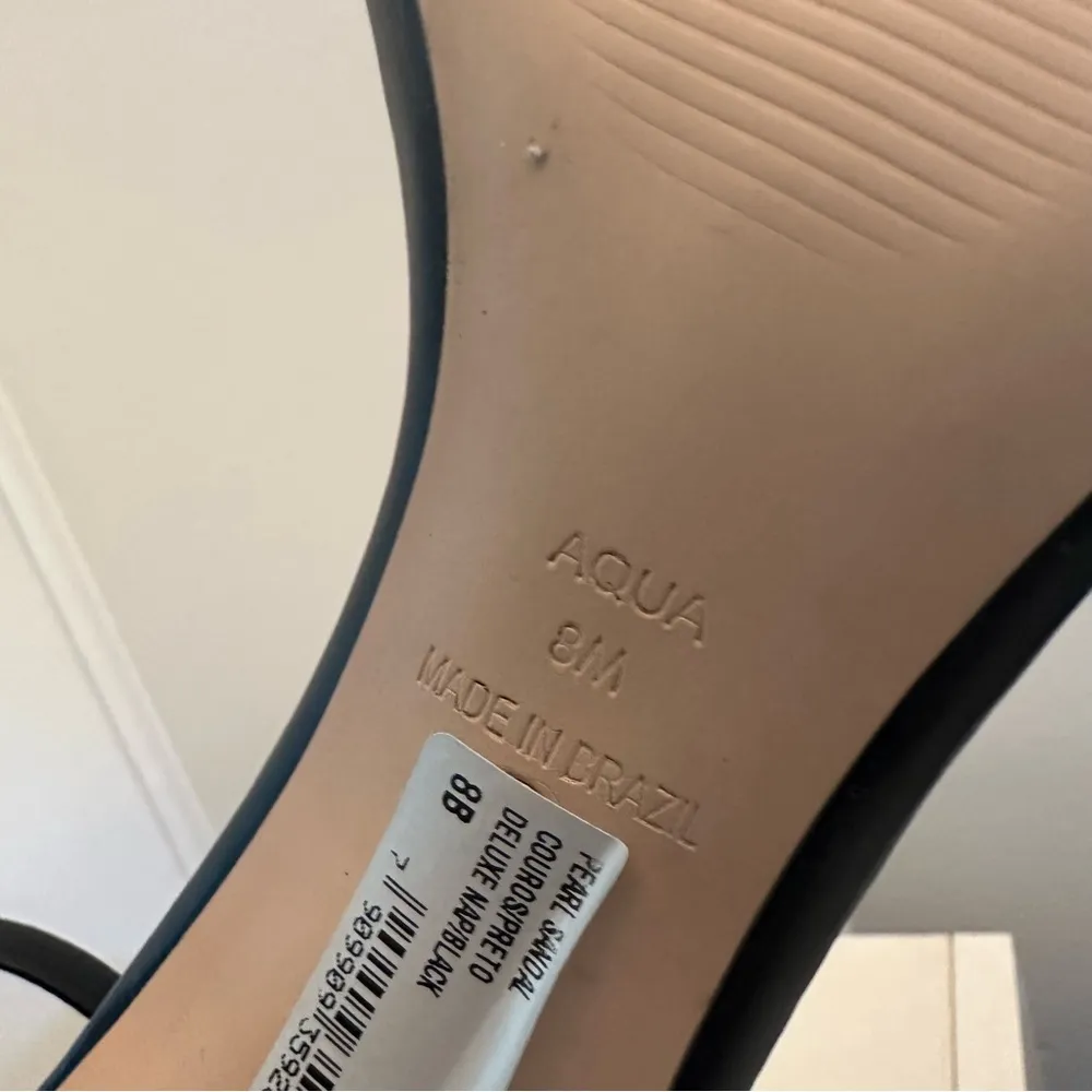 Aqua X Schutz Pearl Ankle Strap High Heel Women's 8M Black - Image 5