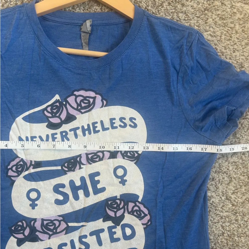 Neverthless She Persisted Blue Graphic Tee Feminist Casual Large - Image 5