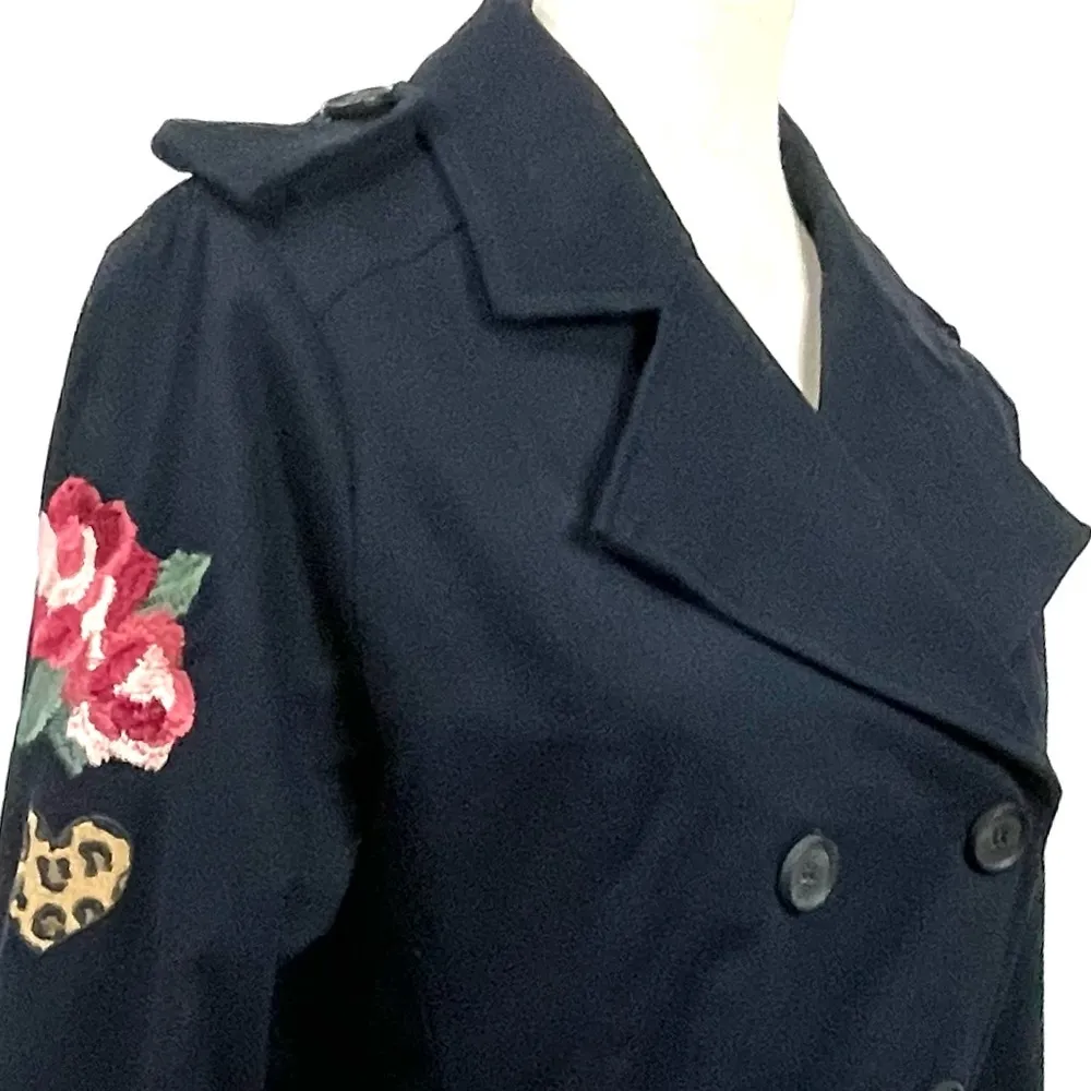 THIRD LAYER Floral Embroidered Trench Coat Size M Size M - Image 9