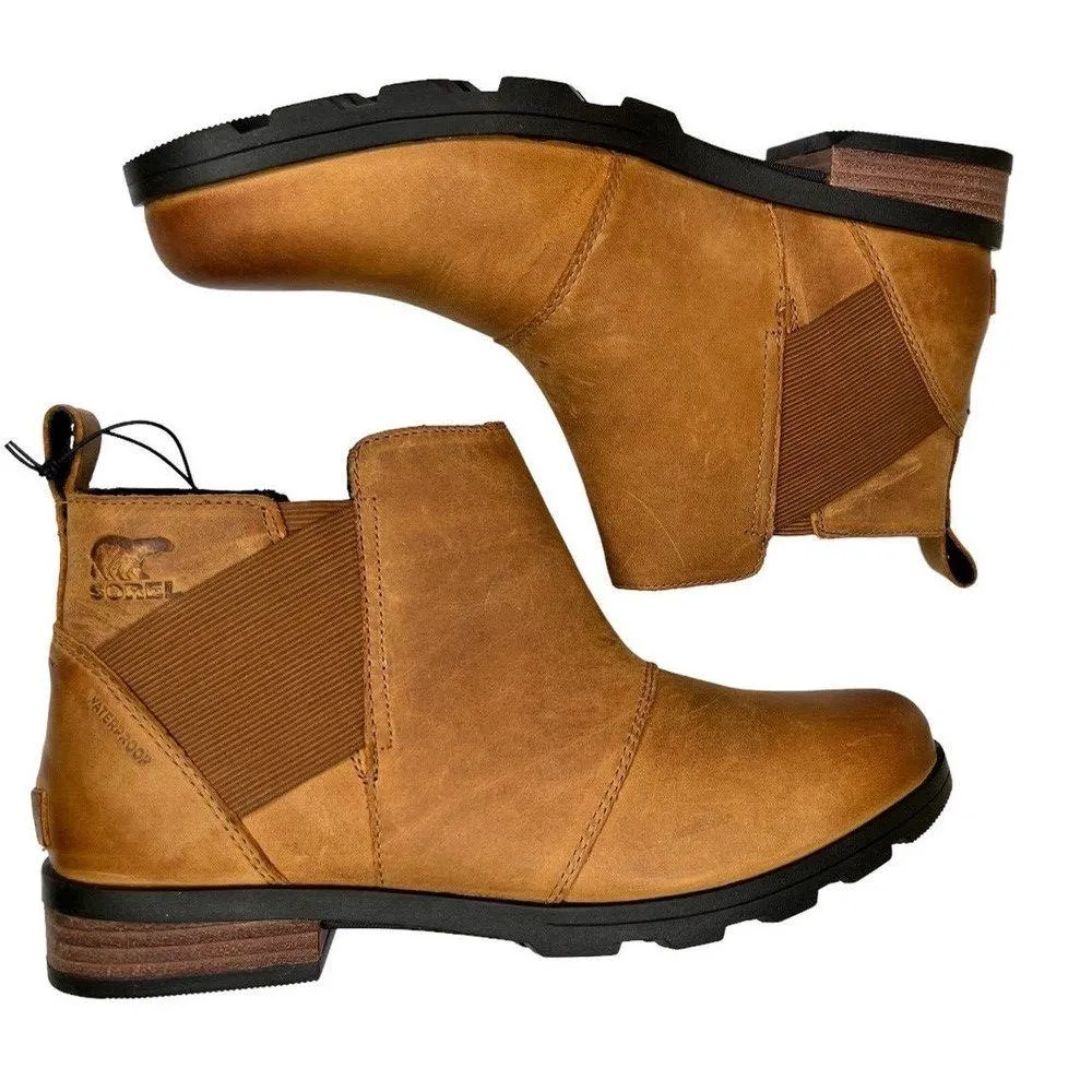 SOREL Emelie Chelsea Boots Waterproof Camel Brown Leather Women’s Size 10 - Image 7