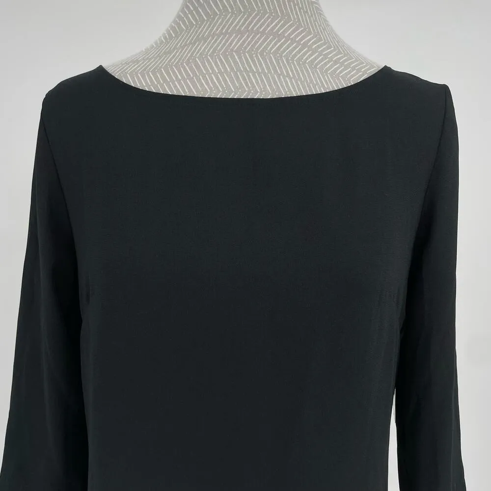 NEW Leith Little Black Dress Sleeves Keyhole Back Classic Shift Dress Unlined S - Image 3