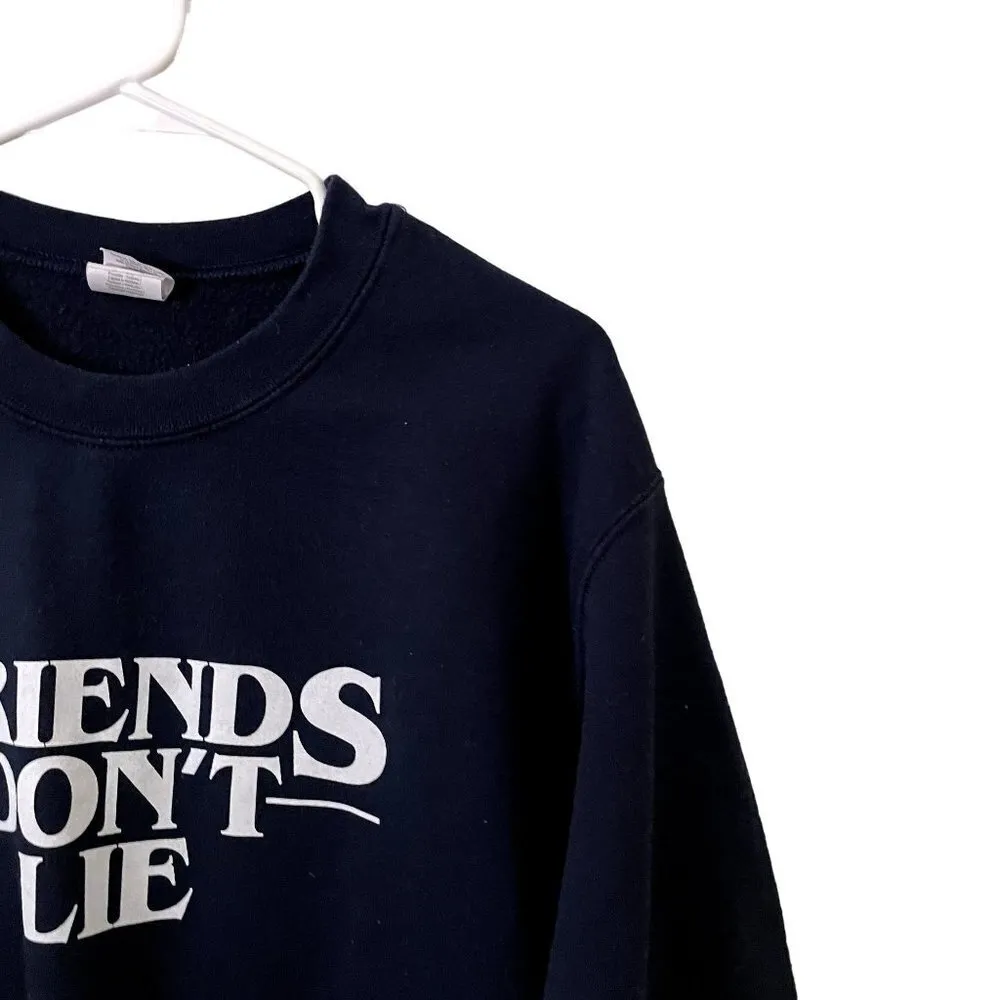 Friends Don't Lie decal sweater crewneck navy sweatshirt comfortable casual top Blue - Image 2