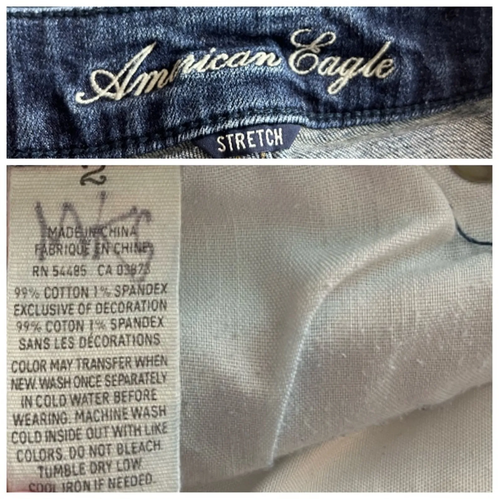 American Eagle AEO Jean Shorts Raw Frayed Hem 3” Inseam Stretch Dark Wash Size 2 - Image 7