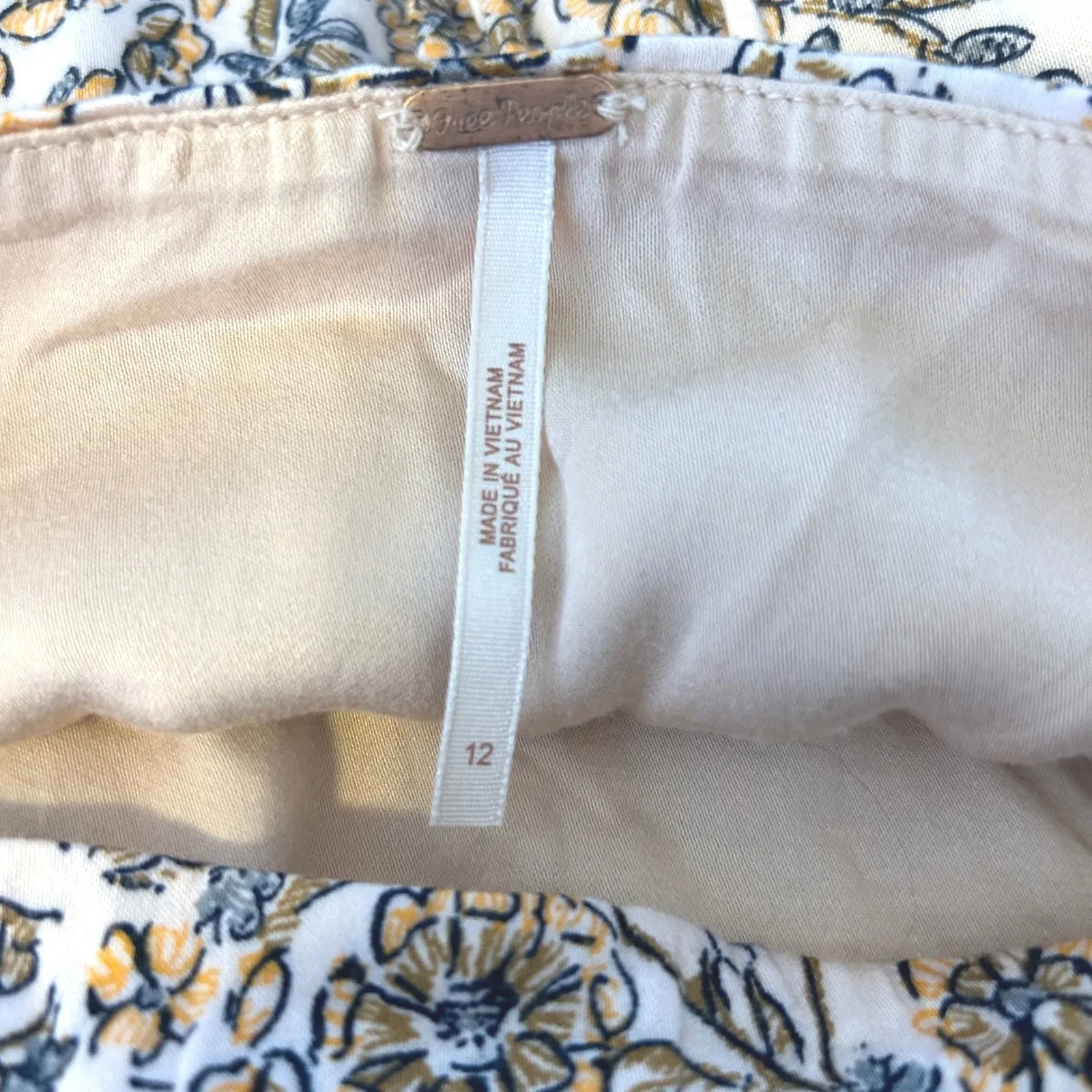 Free People Boheme Ivory Combo Floral Flounce Mini Dress Long Sleeve Boho 12 - Image 6