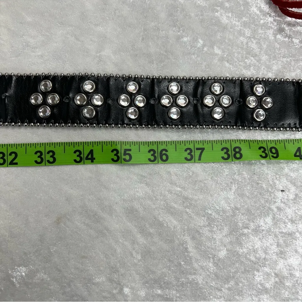 Y2K Crystal Embellished Black Belt western crosses studded motorcycle cowgirl - Image 8