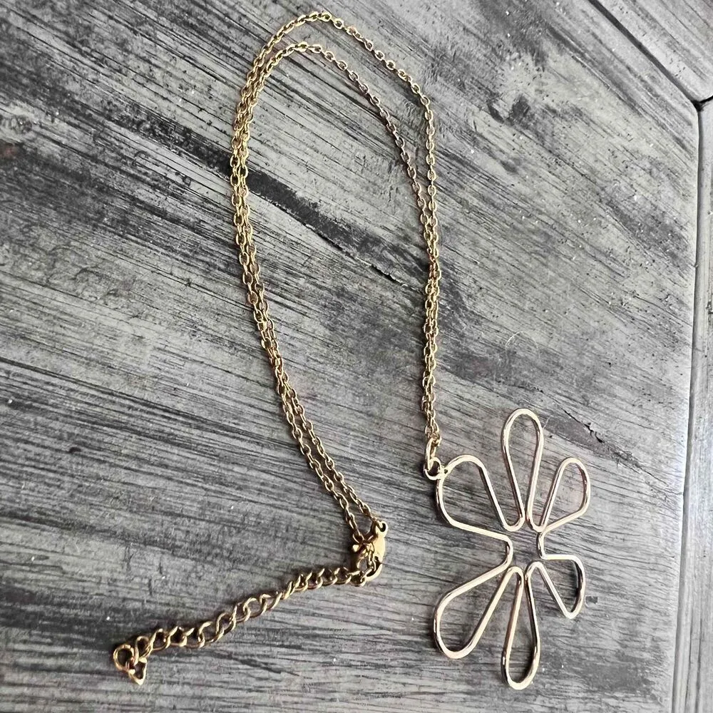 Gold plated Daisy Flower Pendant Necklace Boho stainless steel Jewelry - Image 7