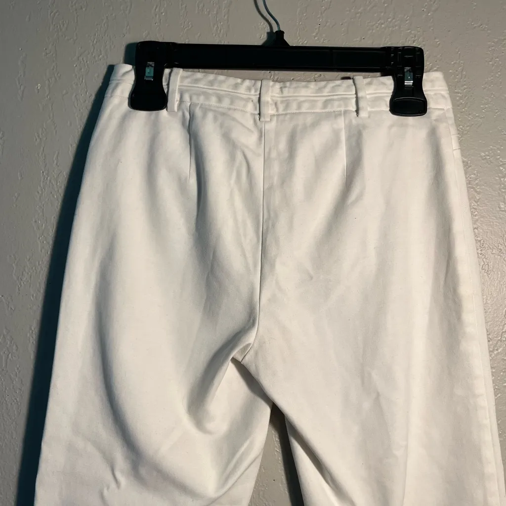 Calvin Klein White Straight Leg Jeans Gold Button SZ 4 Capri Pants Stretch - Image 9