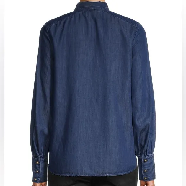 Kate Spade  Chambray Denim Tie Front V-Neck Pullover Top - Image 2