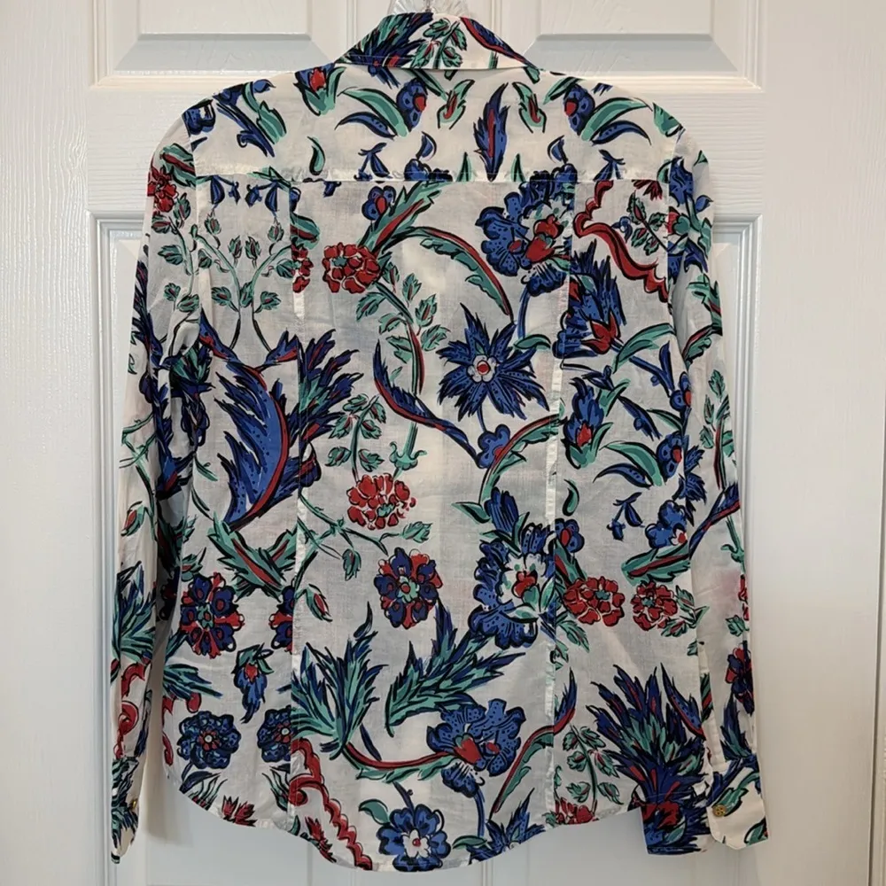 Tory Burch Floral Long Sleeve Button Down Shirt Size 2 - Image 3