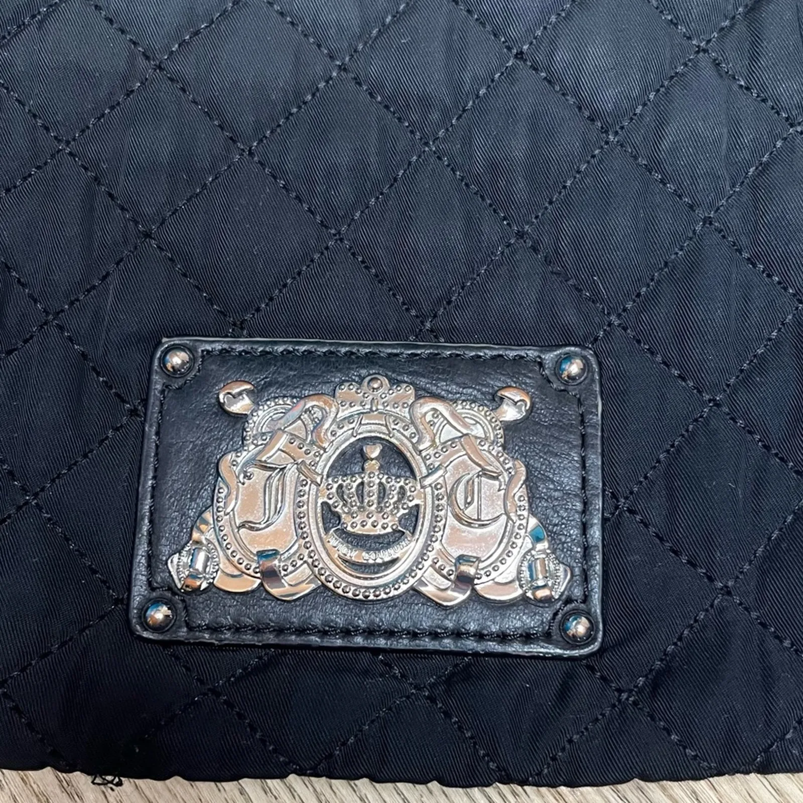 Juicy Couture Black Quilted Crossbody Purse Shoulder Bag Y2K 2000s - Image 2
