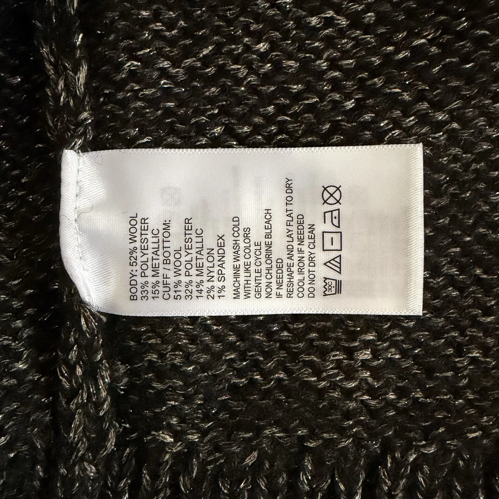 NWT Tommy Bahama Shimmer Balloon Sleeve Black Metallic Wool Blend Sweater - Image 8