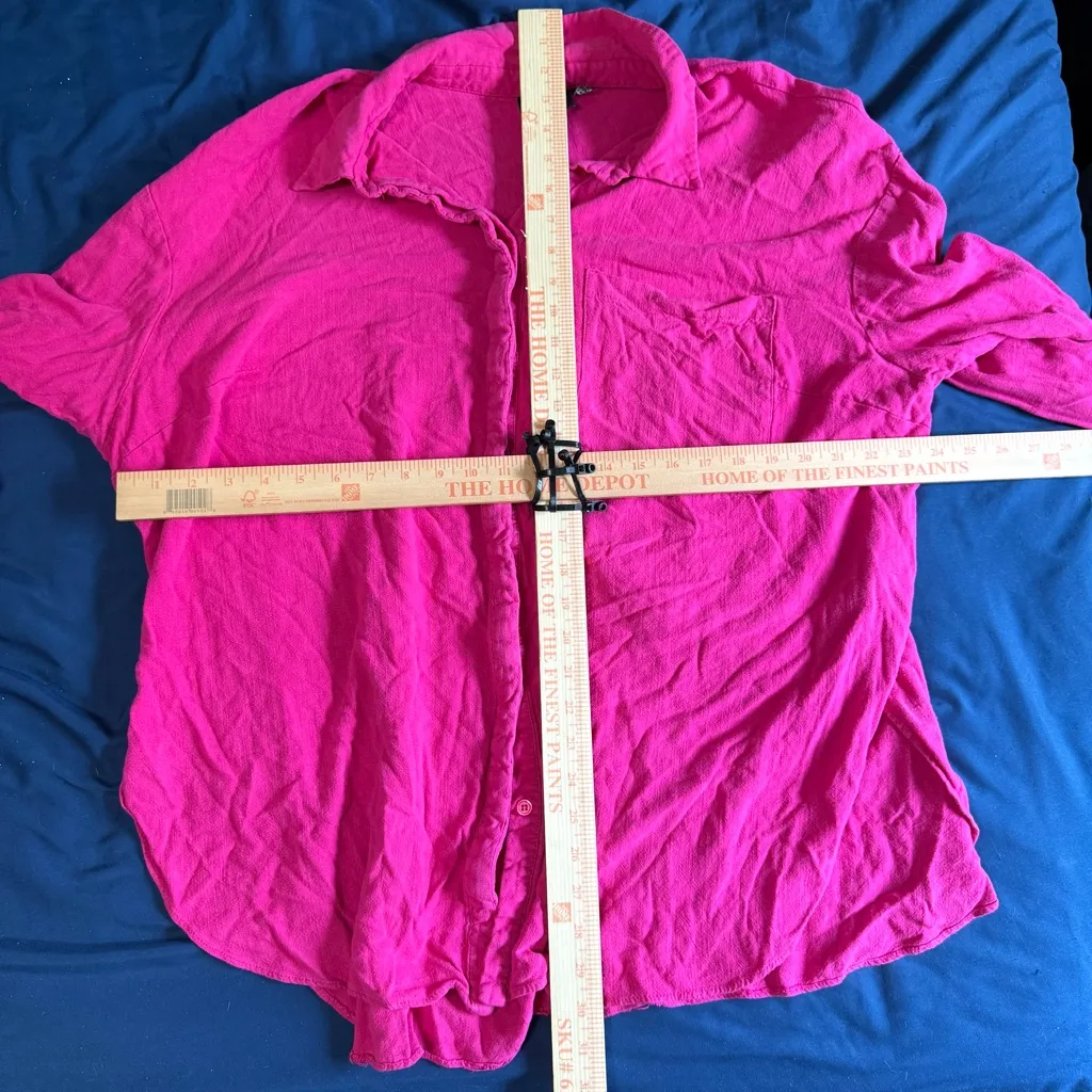 ASOS Fuchsia Linen Blend Button-Down Shirt US 18 - Image 8