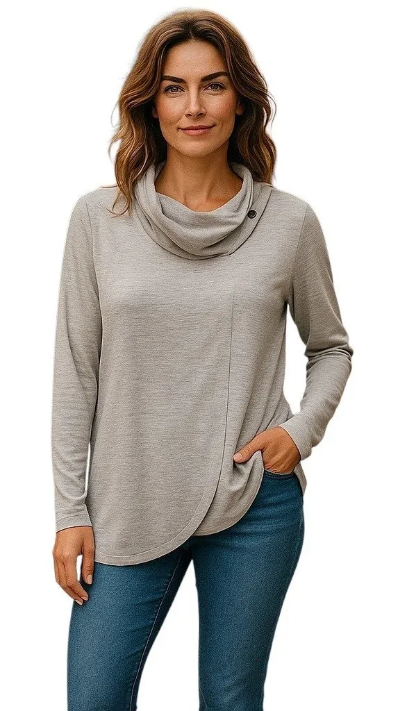 J.Jill Pure Jill Cowl Neck Sweatshirt Gray Beige Size L Size L - Image 1