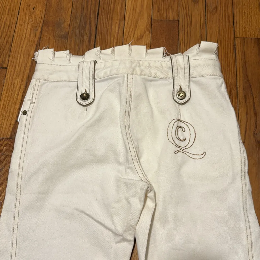 Alexander McQueen NEW vintage y2K distressed ivory straight Leg Jeans size 40 IT - Image 8