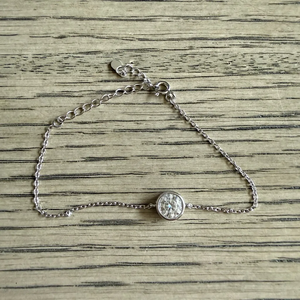 1.0ct Moissanite Bezel Station Bracelet Solid 925 Silver - Image 2