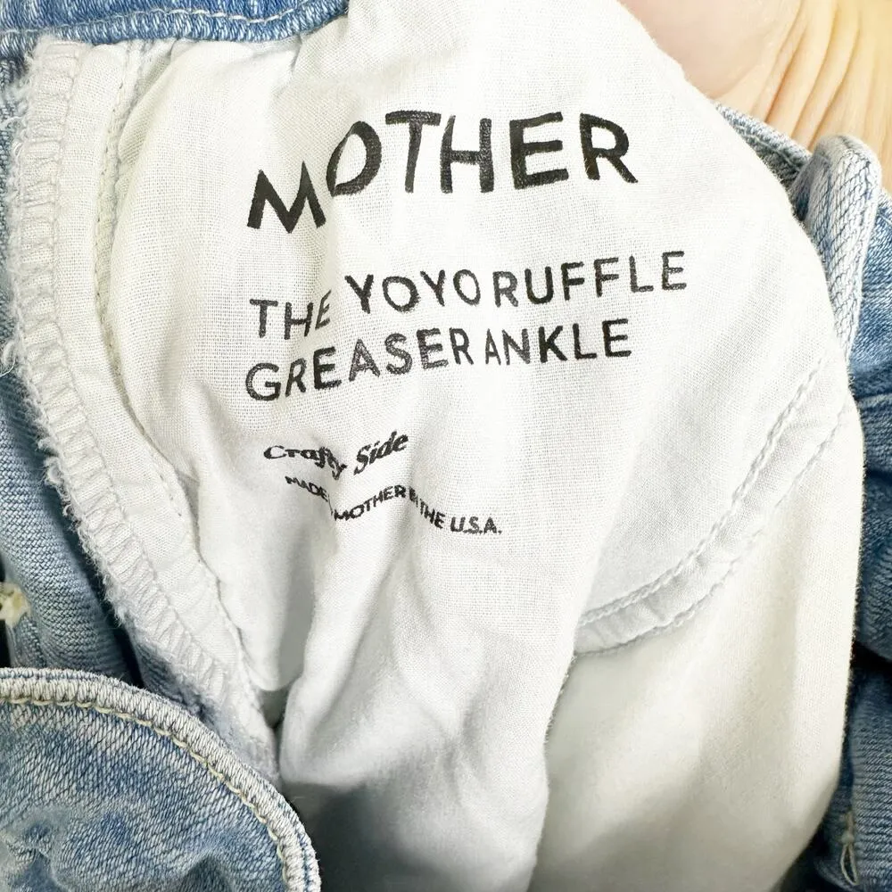 Mother Womens Jeans The Yoyo Ruffle Greaser Ankle Straight Denim Blue Size 24 - Image 7