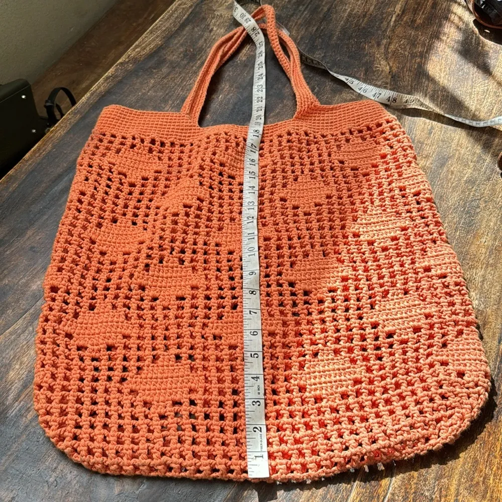 Large orange heavy weight crochet tote bag - Image 4