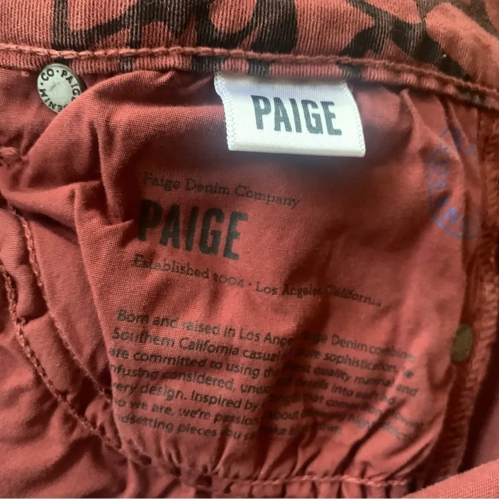 Paige Maroon Red and Black Skyline Leaf Abstract Print Skinny Jeans Size 28 - Image 9