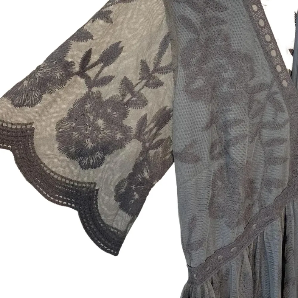 Maternity Gorgeous Dusty Blue Maxi Dress Size Large - Image 3