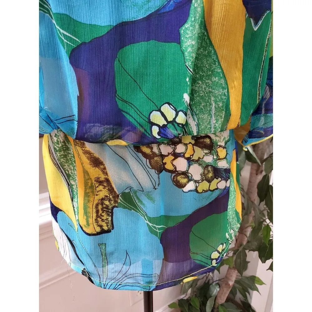 Jonathan Martin Women Multicolor Polyester Boat Neck Short Sleeve Shirt Size P/L - Image 4