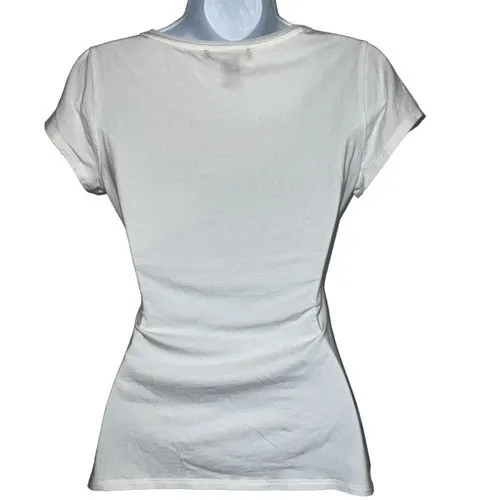 WHITE HOUSE BLACK MARKET White Embroidered Lace Beaded Neckline‎ Top EUC Size XS - Image 7