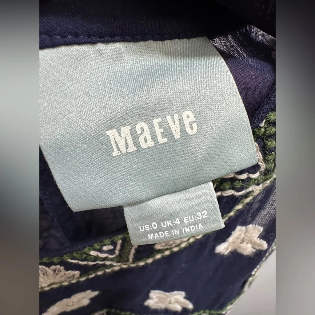 Anthropologie Maeve Rosa Blue Embroidered Swing Dress - size 0 sold out! - Image 10