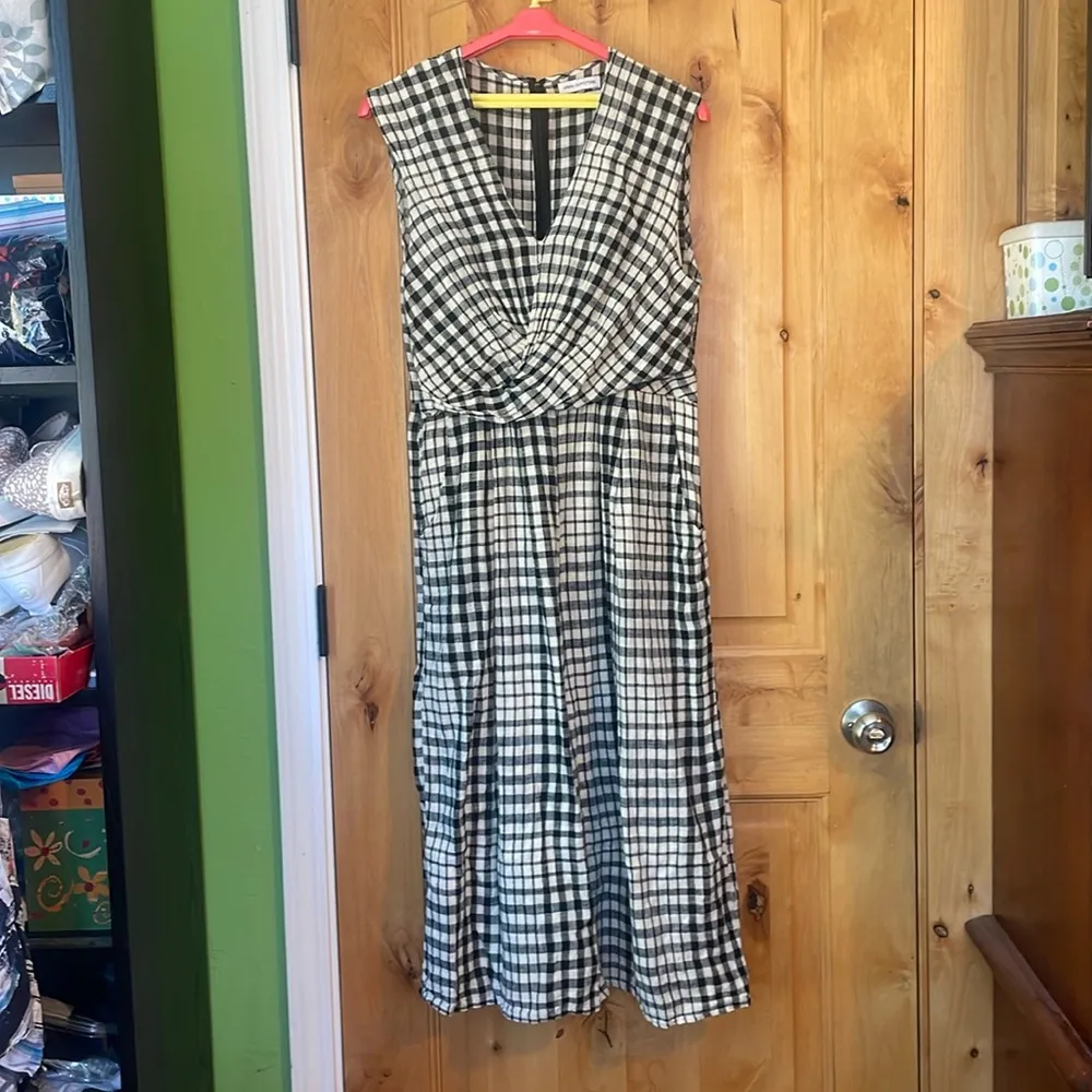 URBAN OUTFITTERS Ellery Surplice Gingham Plaid Jumpsuit w/ Pockets $108 EUC 10 - Image 8