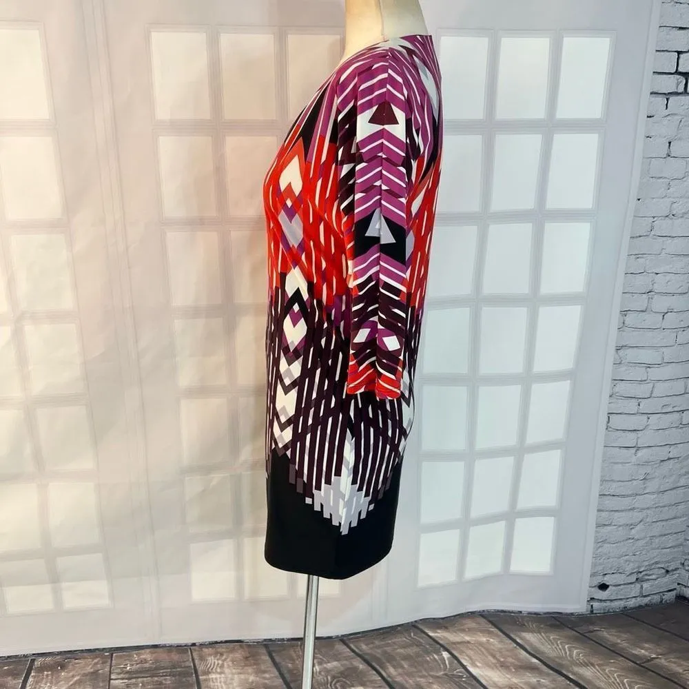 Trina Turk 3/4 sleeve geometric print shift dress size 0 - Image 6