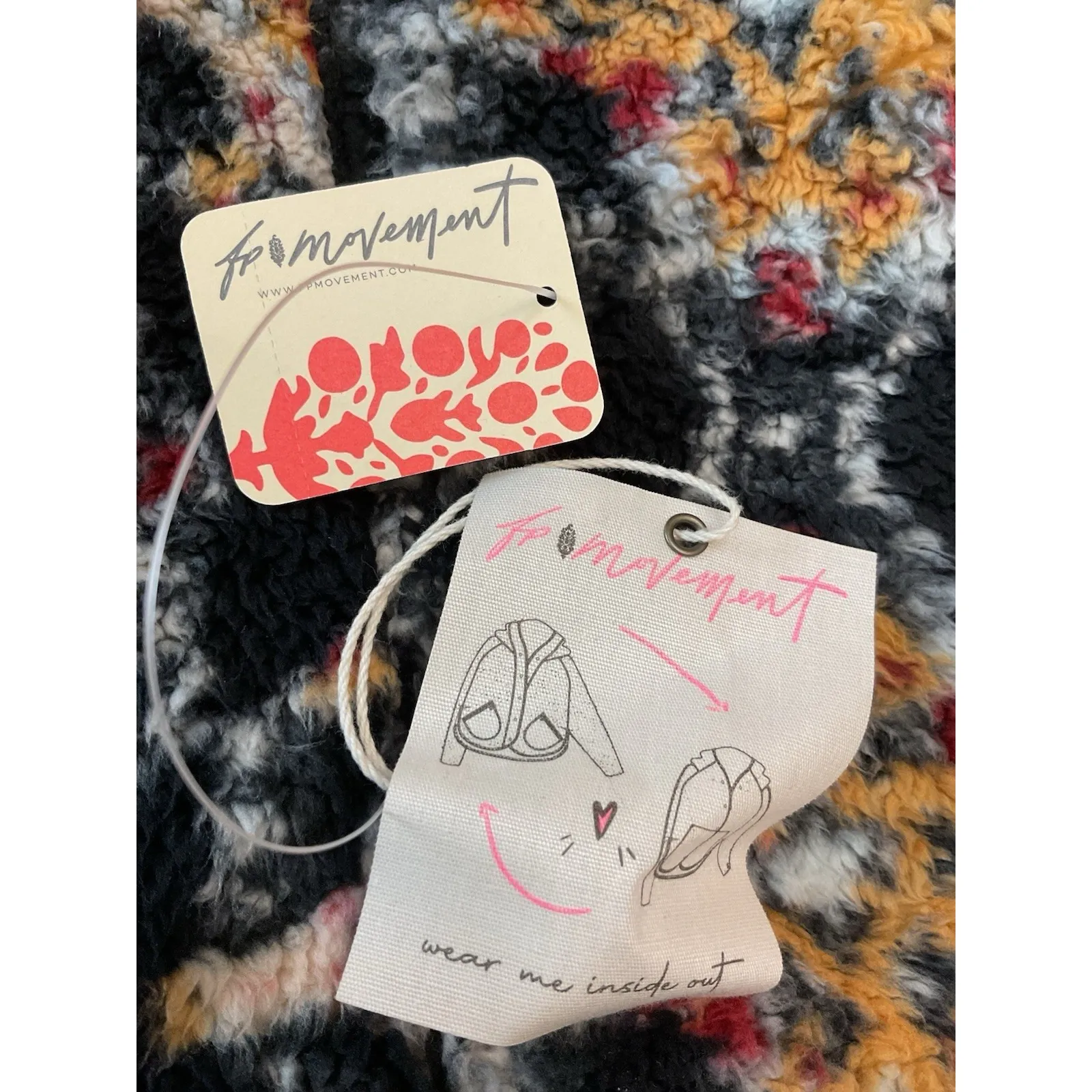 Free People Movement Elevation Jacquard Reversible FleeceJacket Hood Black S NWT - Image 11