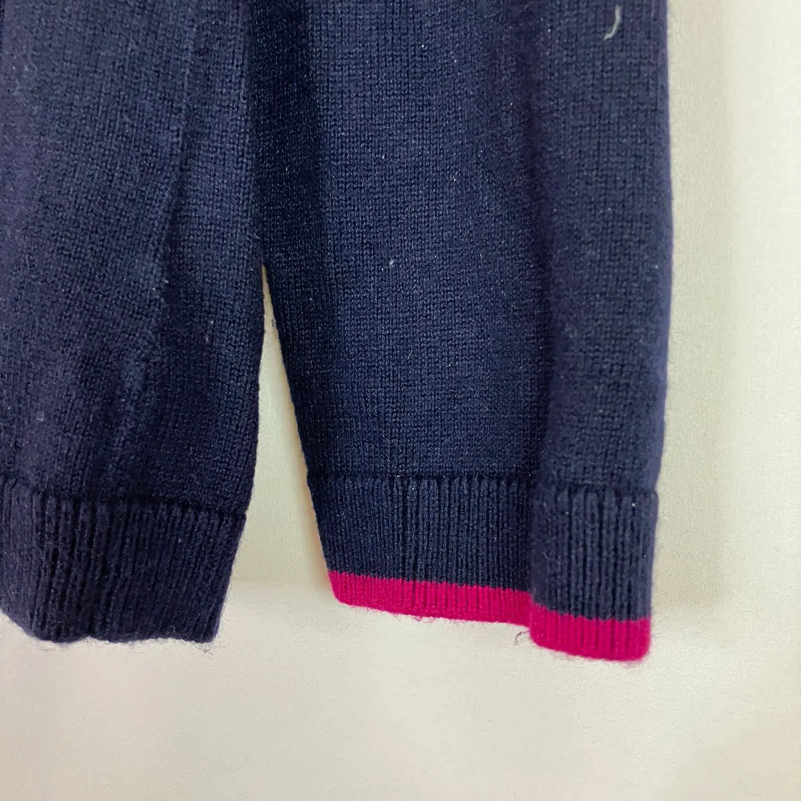 Talbots  | Navy Colorful Stripe Button Shoulder Sweater Womens Large PETITE - Image 4