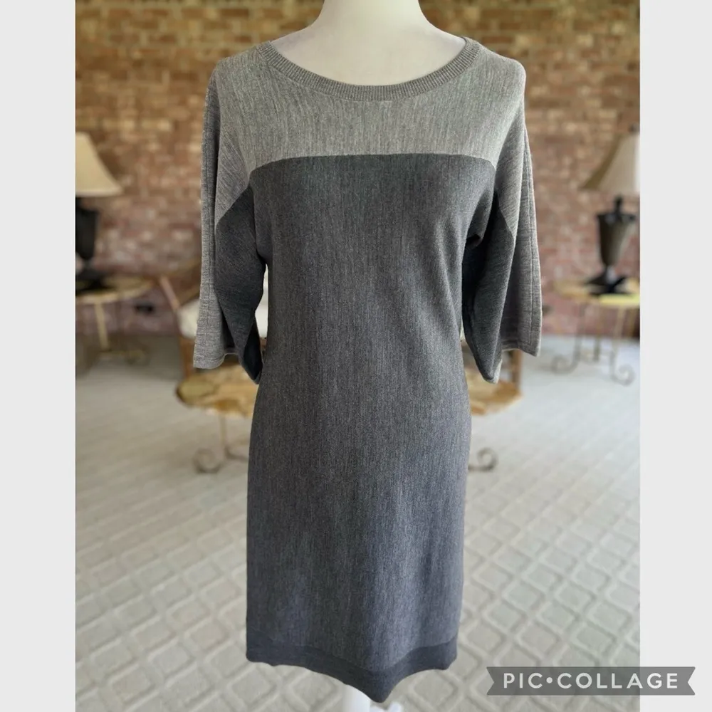 Talbots Dress Merino Wool Gray Colorblock XS Work Job Office Preppy Chic Brunch - Image 2