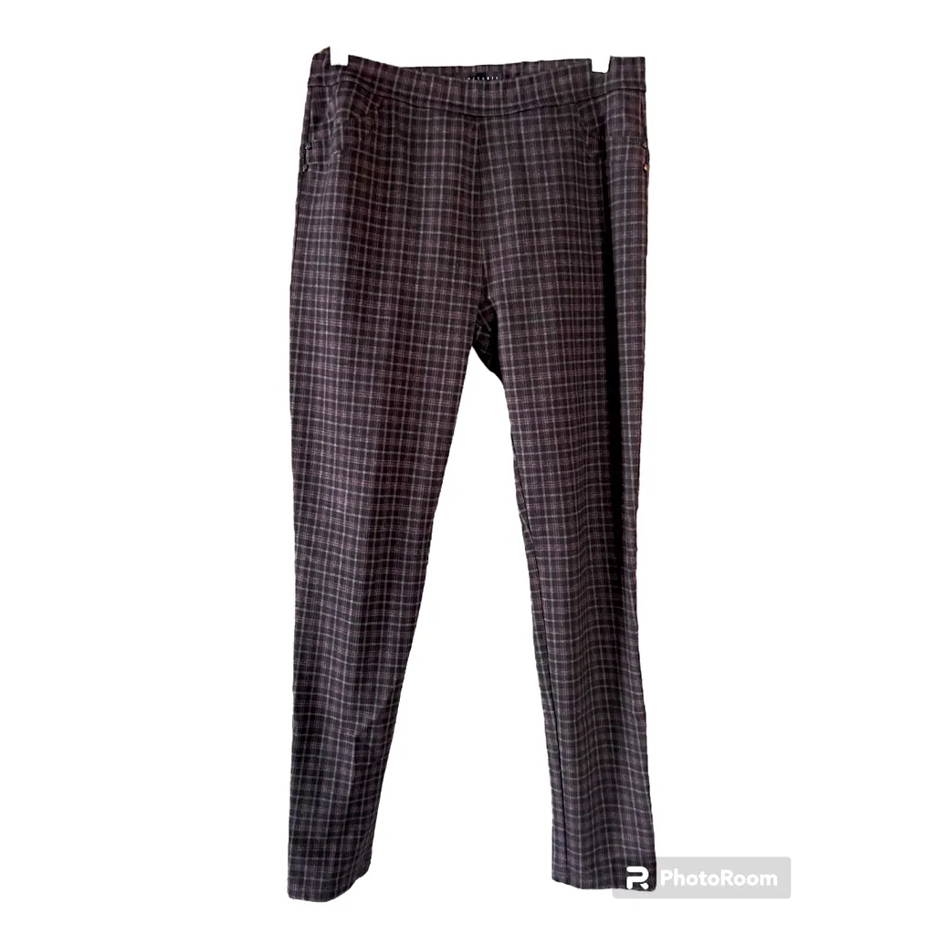 Anthropologie Sanctuary Pants-Plaid Lg-Brown Stretch Business Citycore Neutrals - Image 2