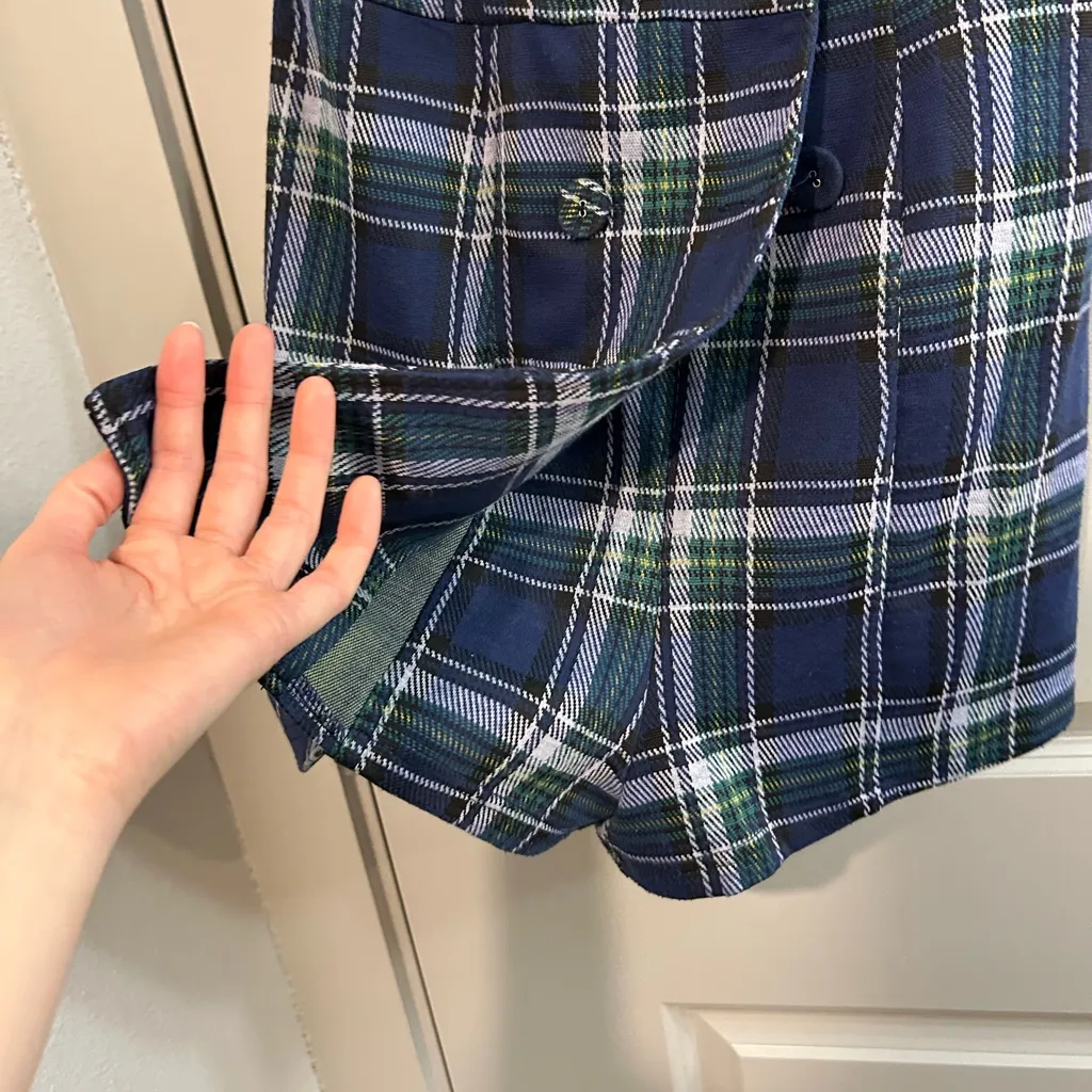 Francesca's Collections Blue Plaid Romper Size M - Image 3