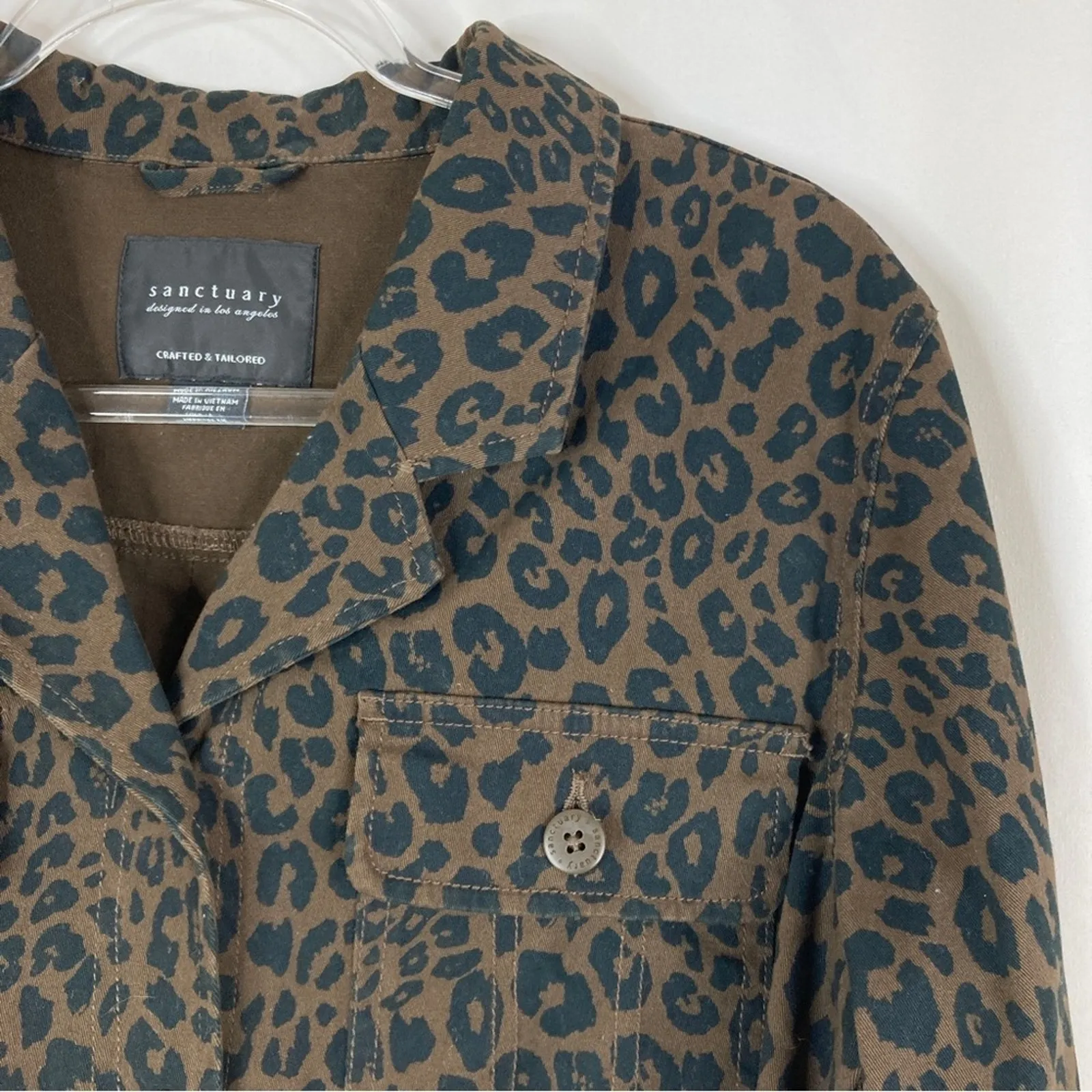 Sanctuary | Leopard Print Denim Jacket Brown Black Buttoned Cotton Womens Medium - Image 2