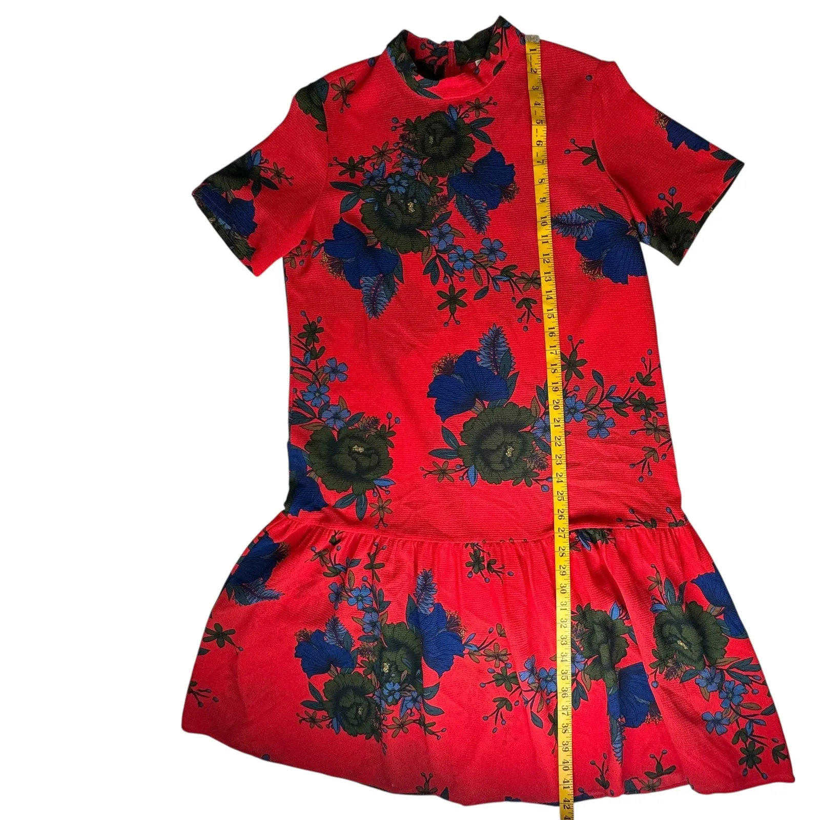 Jacqueline de Yong Red Floral‎ Midi Dress Size 38 Boho Cottage Lightweight Flowy Size M - Image 10