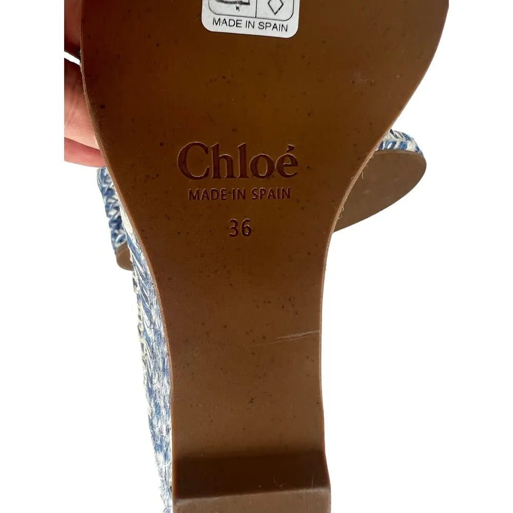 Chloe Piia Espadrille Logo Wedges in Denim - Image 14
