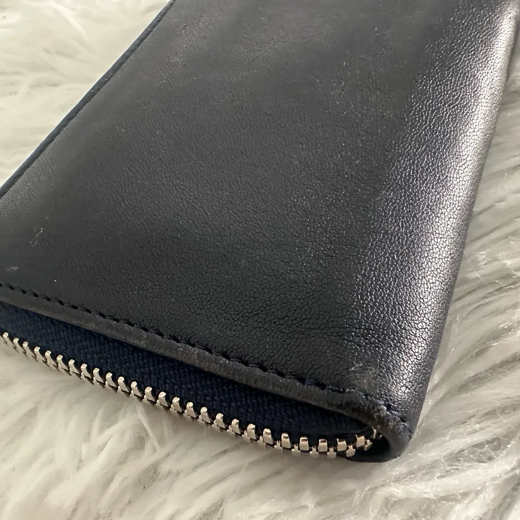 Longchamp leather navy zip around compact wallet Rare HTF‎ - Image 8