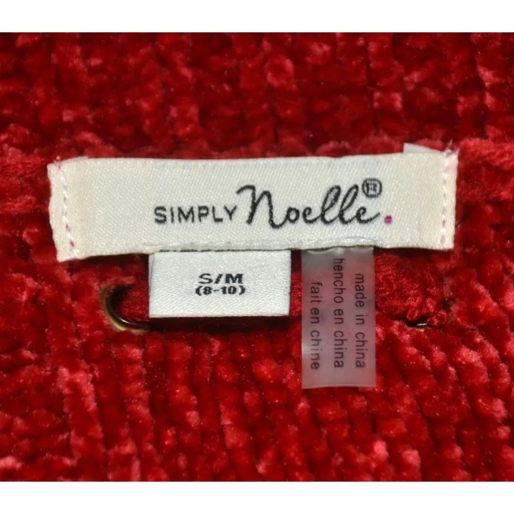 Simply Noelle Ladies Dark Red Open Front Chenille Cardigan Sweater Size 8-10 - Image 8