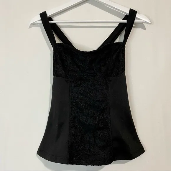 DNA  Couture Women’s Crisscross Back Mock Corset Lace Tank Top Black NWOT - Image 2
