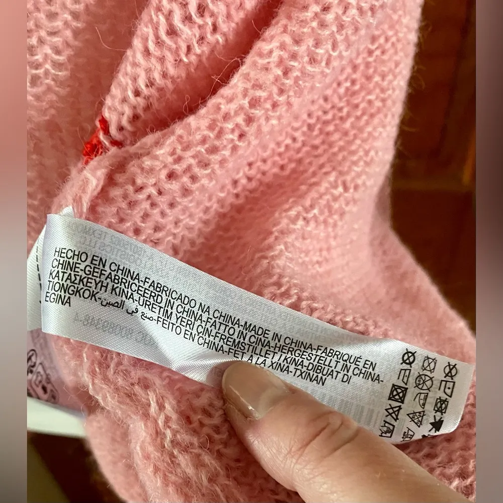 ZARA Pink Button-Up Sweater, Distressed Look, EUC - Image 8