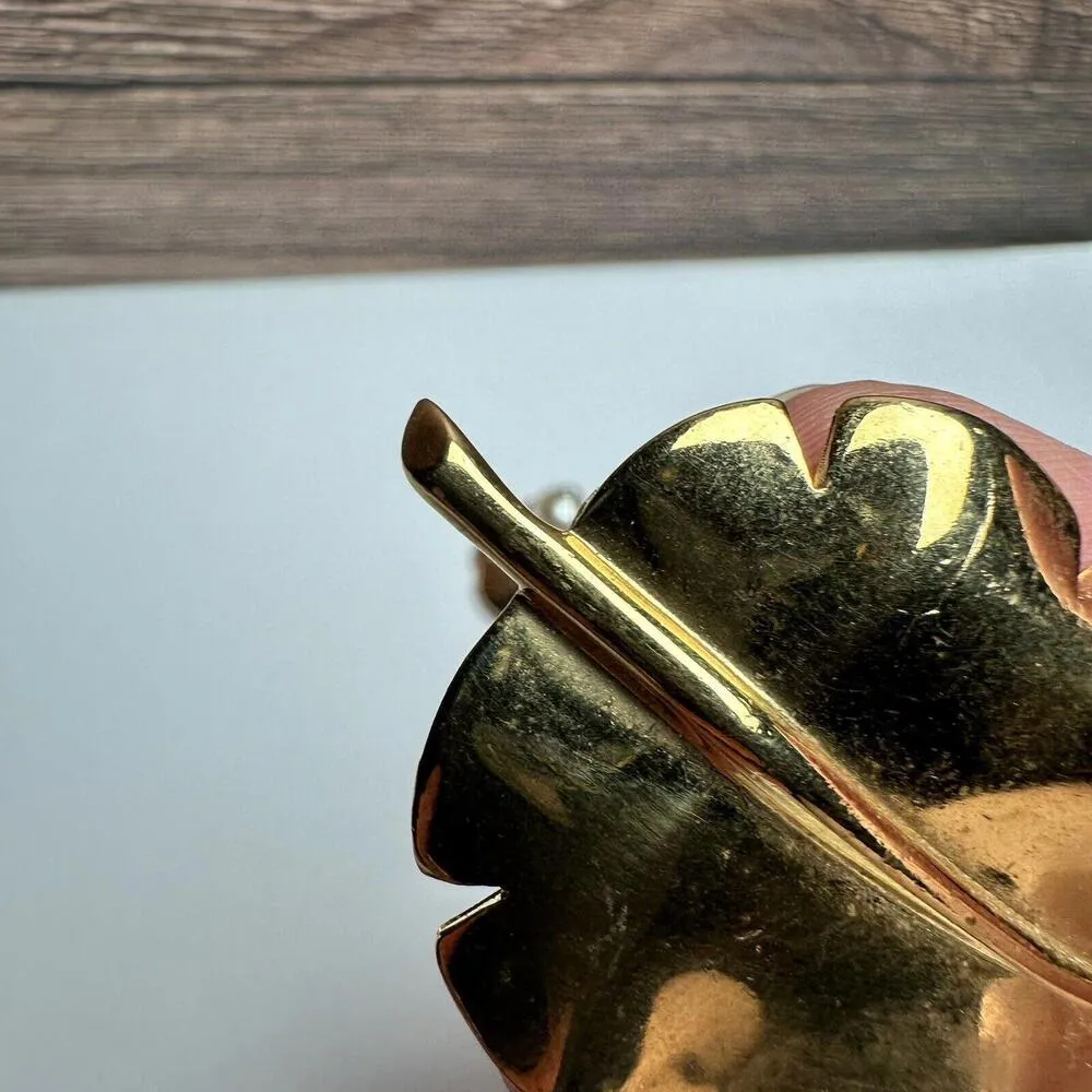 Trifari / Sarah Coventry Leaf Gold Tone Brooch / Lapel Stick Pin Lot Of 2 Leaves - Image 2