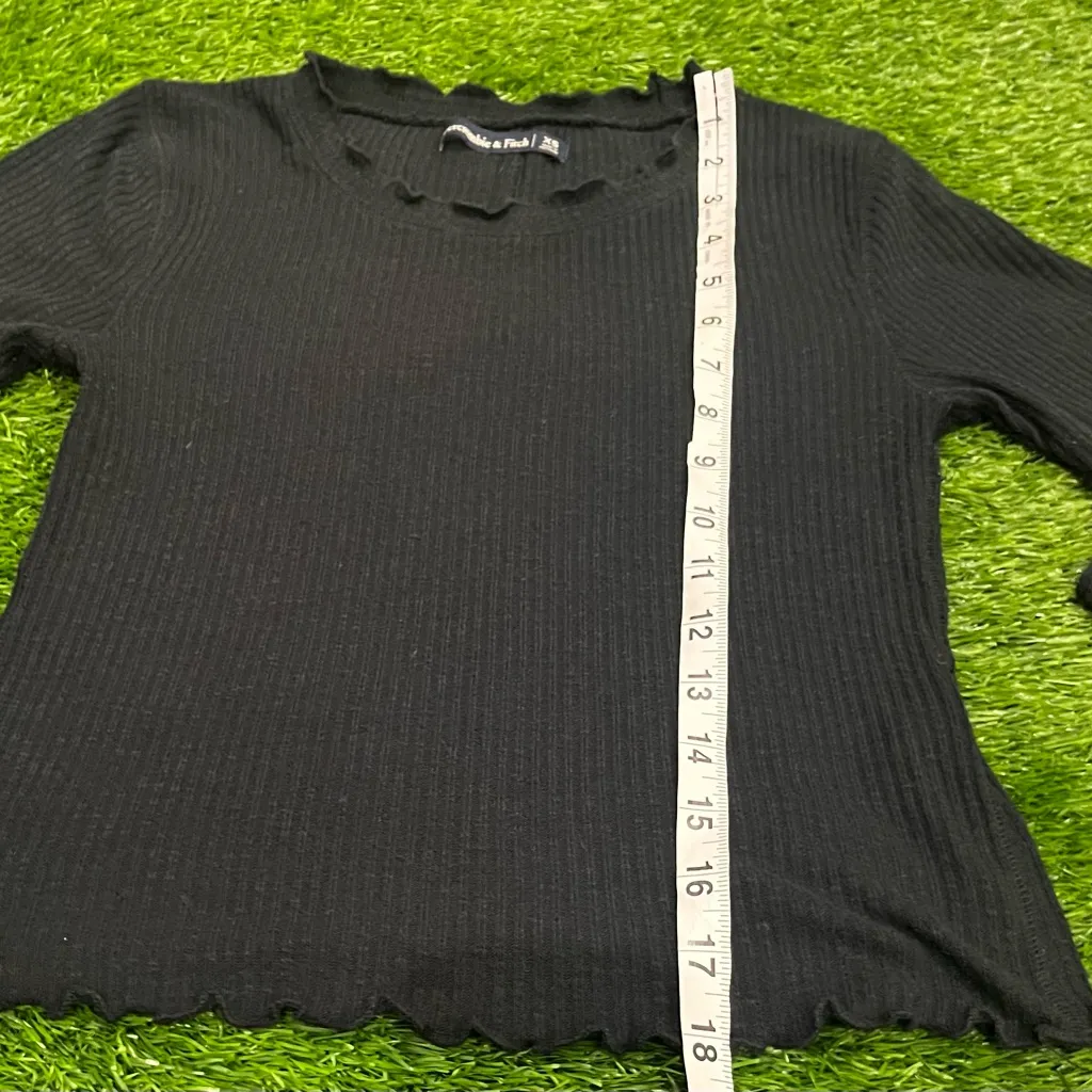Abercrombie & Fitch Black Ribbed Long Sleeve Tee XS - Image 3
